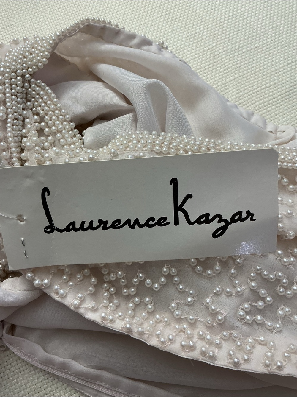 NWT Laurence Kazar Beaded Silk Halter Top PS Ivory Pearl Formal Bridal Luxe - Picture 5 of 9